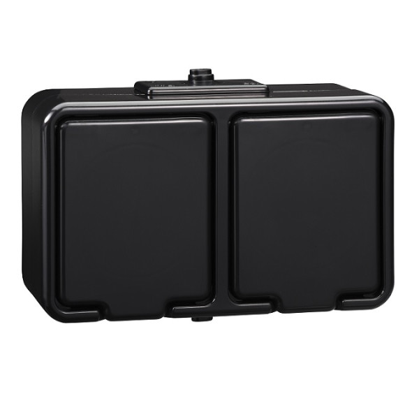 NT230H05  gniazdo podwójne 2P+PE, IP44, czarne Cedar