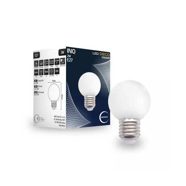 Żarówka LED E27 2,0W biała - kulka G45 - LPC010WH INQ