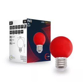 Żarówka LED E27 2,0W czerwona - kulka LED DECO 230V - LPC010RD INQ