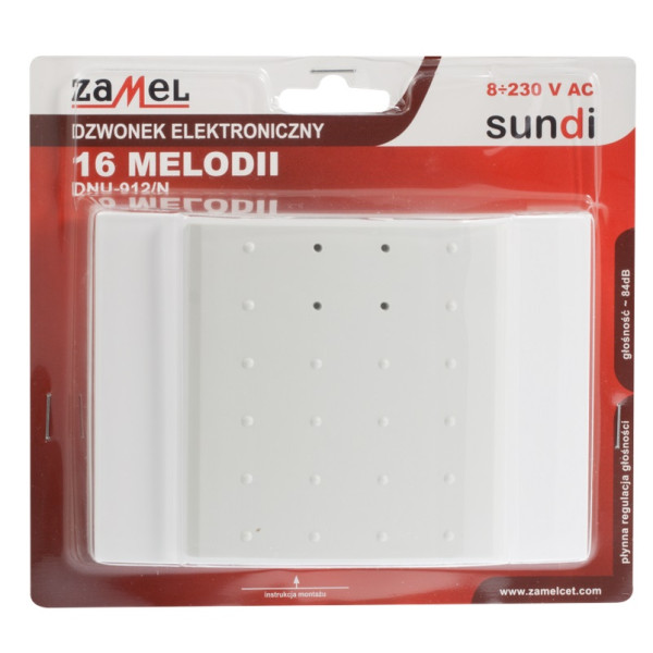 Dzwonek przewodowy 16 MELODII DNU-912/N-ECR  8-230V ECRU