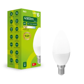 Żarówka LED C37 E14 6W ŚWIECA 490LM 3000K INQ ELB034WW