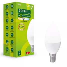 Żarówka LED C37 E14 7W ŚWIECA 600LM 4000K INQ ELB044NW