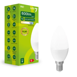 Żarówka LED C37 E14 7W ŚWIECA 600LM 6000K INQ ELB044CW
