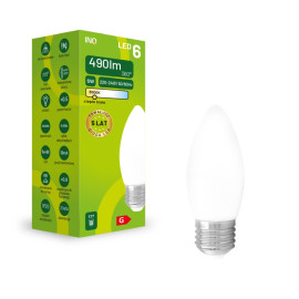 Żarówka LED C37 E27 6W ŚWIECA 490LM 3000K INQ ELB064WW