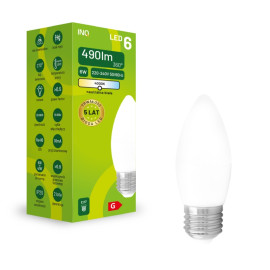 Żarówka LED C37 E27 6W ŚWIECA 490LM 4000K INQ ELB064NW