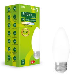 Żarówka LED C37 E27 7W ŚWIECA 600LM 4000K INQ ELB075NW