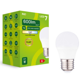 Żarówka LED G45 E27 7W KULKA 600lm 4000K INQ ELP084NW