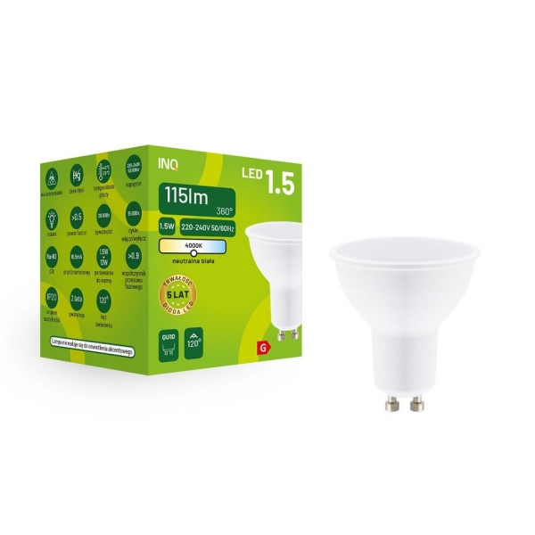 Żarówka LED MR16 GU10 1,5W 115lm 4000K INQ MR006NW