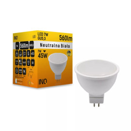 Żarówka LED MR16 7W (zamiennik 45W) 560lm 12V 4000K (neutralno-biała) 120ST GU5,3 - LR140NW INQ