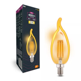Żarówka LED E14 4W (zamiennik 35W) 400lm - B37 płomyk 230V 2700K (ciepło-biała) - EDBT010GOLD DECO INQ