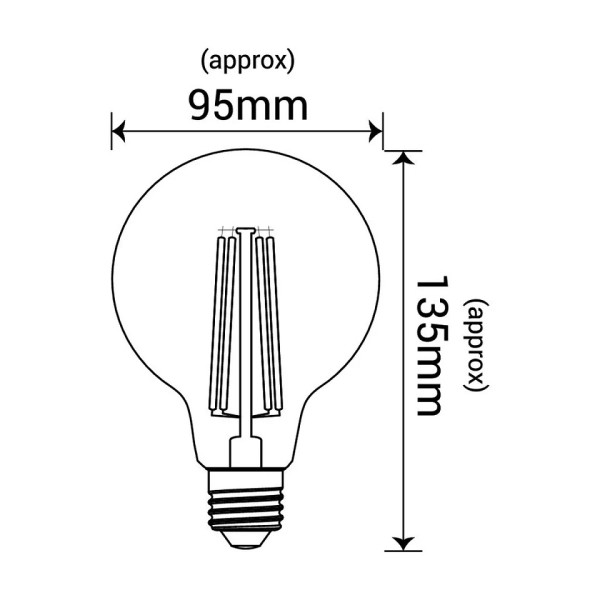 Żarówka LED E27 6,5W (zamiennik 60W) 806lm - G95 230V 3000K (ciepło-biała) - EDG020WW INQ
