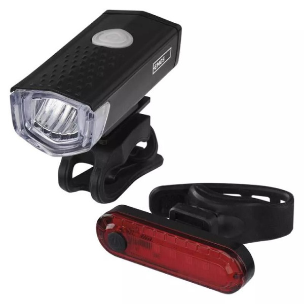Zestaw lamp rowerowych (ładowalne): przód LED 90lm + tył - P3923 Emos