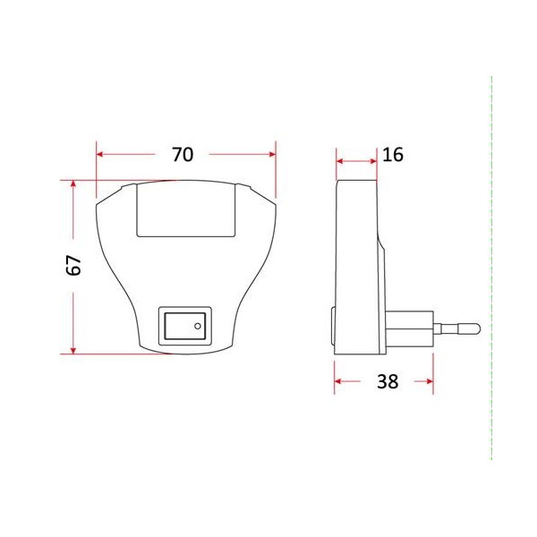 LN-04-LED BIAŁA  Lampka nocna 1W mini muszla z wyłącznikiem (do gniazdka)