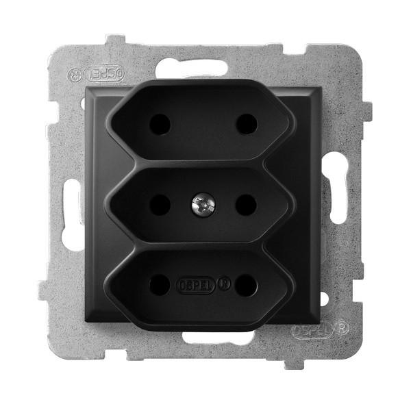 ARIA GP-3U/m/33 Gniazdo potrójne EURO CZARNY METALIK