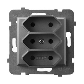 ARIA GP-3U/m/70 Gniazdo potrójne EURO SZARY MAT