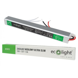 Zasilacz meblowy SLIM 18W 12V 1.5A IP20 192x18x18m EC79772