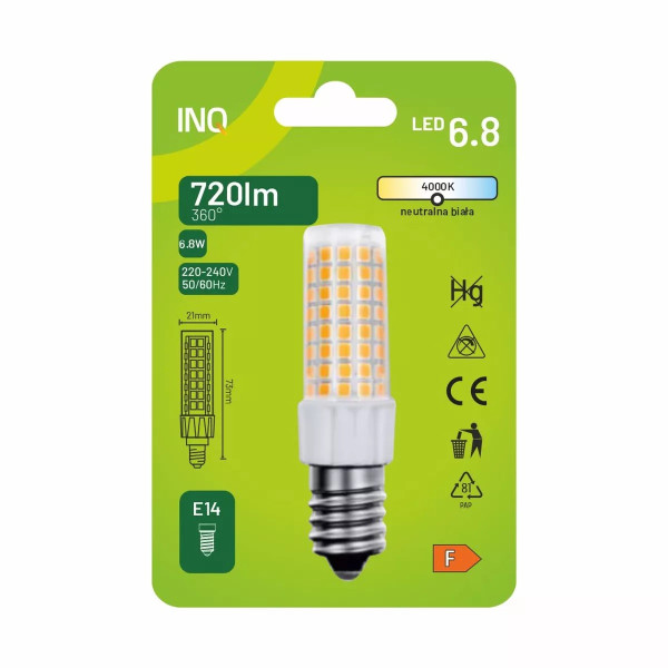 Żarówka LED E14 6,8W 720lm T21 230V 4000K (neutralno-biała) - ELTE020NW INQ