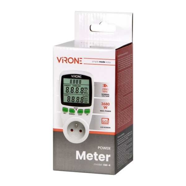 Licznik energii (watomierz) EM-4, z wyświetlaczem LCD Virone