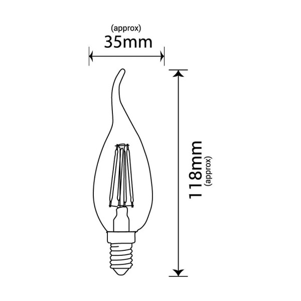 Żarówka LED C37 płomyk BXS E14 4W 420lm 3000K EDBT010WW-M INQ