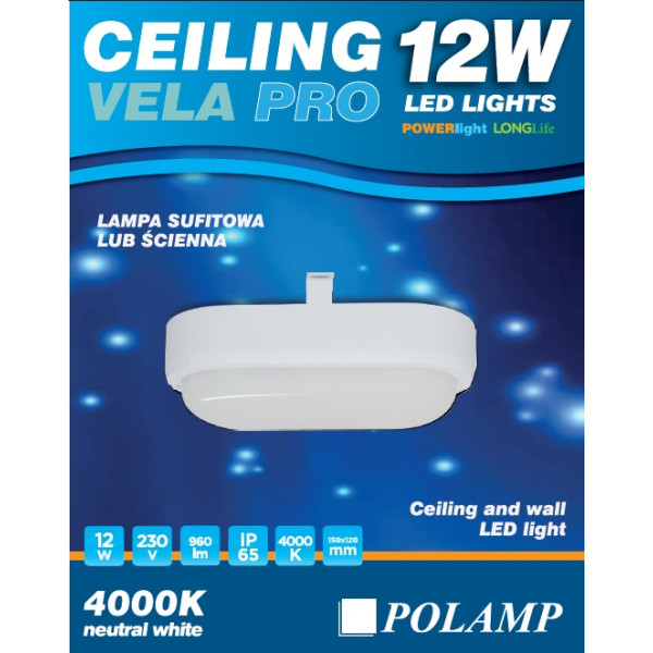 VELA PRO 12W-840  lampa kanałowa LED 12W 960lm 4000K IP65