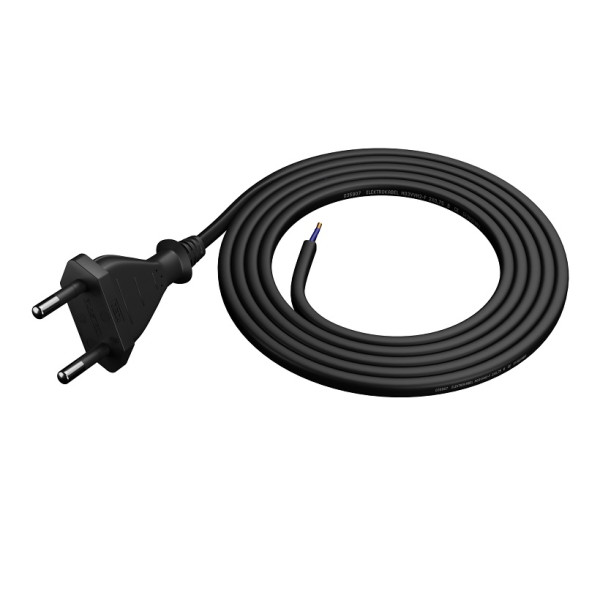 Przewód przyłączeniowy 2m CZARNY 2x0,75mm z wtyczką płaską PP-11/2M/2X0,75/OMY p