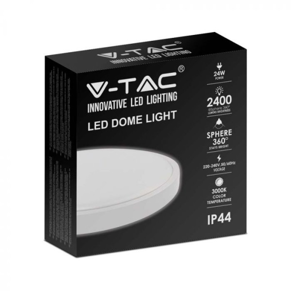 VT-8624 (7619) - plafon LED 24W 2400lm 4000K IP44 - LED DOME LIGHT ROUND WHITE