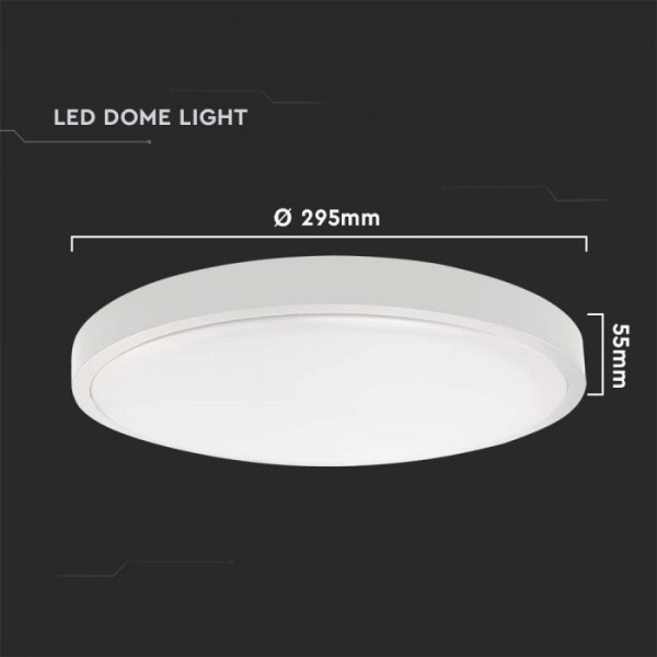 VT-8624 (7619) - plafon LED 24W 2400lm 4000K IP44 - LED DOME LIGHT ROUND WHITE