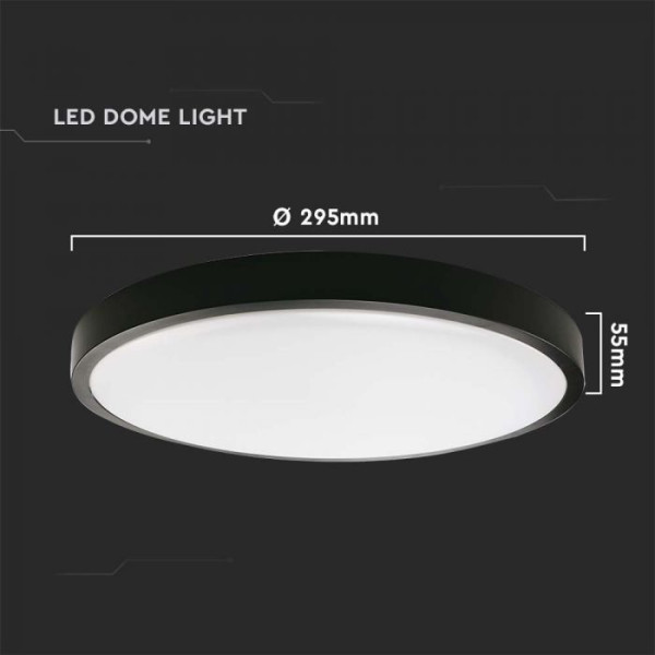 VT-8624 (7637) - plafon LED 24W 2400lm 4000K IP44 - LED DOME LIGHT ROUND BLACK