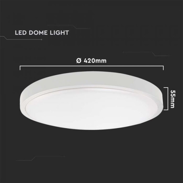 VT-8630 (7622) - plafon LED 30W 3000lm 4000K IP44 - LED DOME LIGHT ROUND WHITE (-)