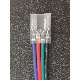Złącze taśmy LED 10mm z przewodem transparentne 4pin 3.5A ZBCI-10XB-4