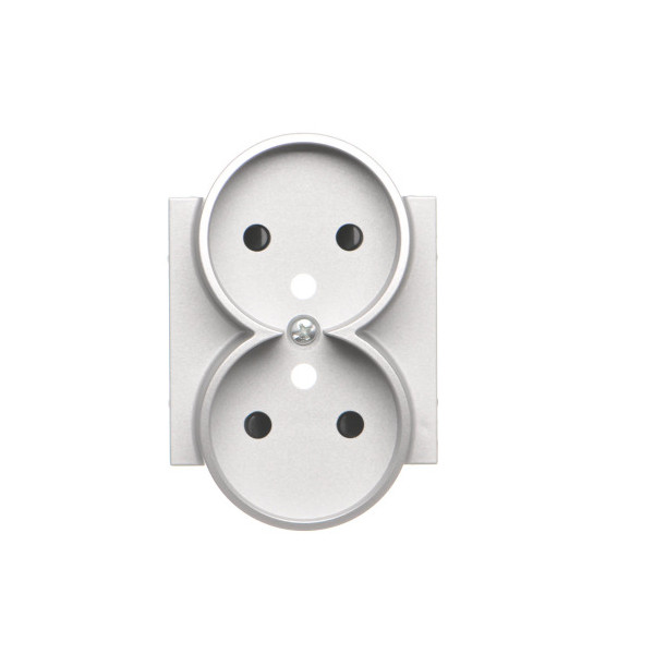 TGZ2MZP/143 Pokrywa gniazda wtyczkowego podwójnego do: SGZ2CM, Aluminium mat - Simon 55