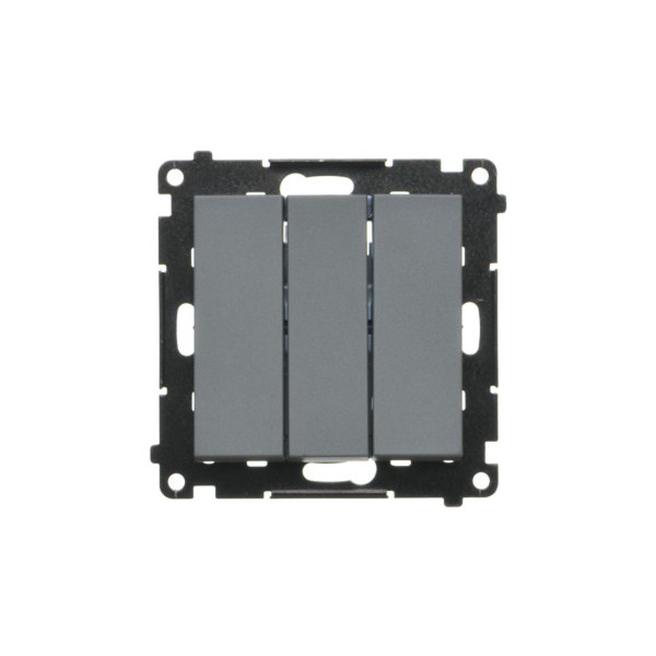 TP31L.01/116 Przycisk potrójny z podświetleniem LED (moduł) 10 AX, 250 V~, szybkozłącza, Grafitowy mat - Simon 55