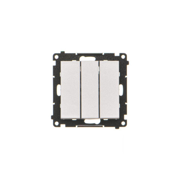 TP31L.01/143 Przycisk potrójny z podświetleniem LED (moduł) 10 AX, 250 V~, szybkozłącza, Aluminium mat - Simon 55