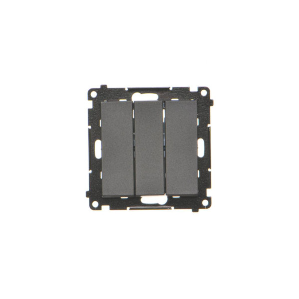 TP31L.01/149 Przycisk potrójny z podświetleniem LED (moduł) 10 AX, 250 V~, szybkozłącza, Czarny mat - Simon 55