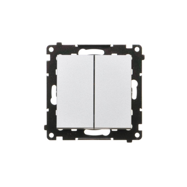 TP2.01/143 Przycisk podwójny zwierny bez piktogramu (moduł) 10 AX, 250 V~, szybkozłącza, Aluminium mat - Simon 55