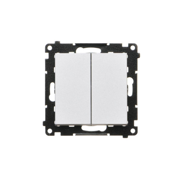 TW7/2.01/X/143 Łącznik krzyżowy podwójny bez piktogramu (moduł) 10 AX, 250 V~, szybkozłącza, Aluminium mat - Simon 55