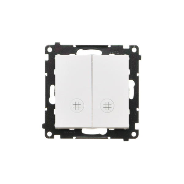 TW7/2L2.01/111 Łącznik krzyżowy podwójny z podświetleniem (moduł) 10 AX, 250 V~, szybkozłącza, Biały mat - Simon 55