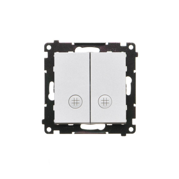 TW7/2L2.01/143 Łącznik krzyżowy podwójny z podświetleniem (moduł) 10 AX, 250 V~, szybkozłącza, Aluminium mat - Simon 55