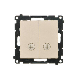 TW7/2L2.01/144 Łącznik krzyżowy podwójny z podświetleniem (moduł) 10 AX, 250 V~, szybkozłącza, Szampański mat - Simon 55