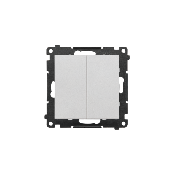 TW7/2L2.01/X/143 Łącznik krzyżowy podwójny z podświetleniem bez piktogramu (moduł) 10 AX, szybkozłącza, Aluminium mat - Simon 55