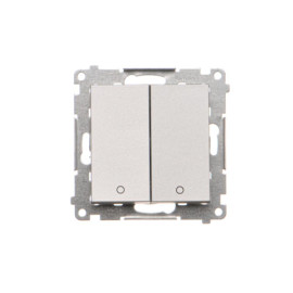 TW22A.01/143 Łącznik dwubiegunowy podwójny (moduł) 16 AX, 250 V~, szybkozłącza, Aluminium mat - Simon 55