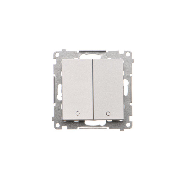 TW22A.01/143 Łącznik dwubiegunowy podwójny (moduł) 16 AX, 250 V~, szybkozłącza, Aluminium mat - Simon 55