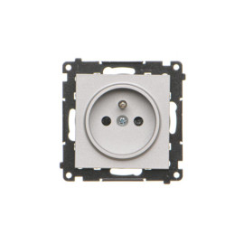 TGZ1CZ.01/143 Gniazdo wtyczkowe pojedyncze z uziemieniem i przesłonami (moduł) 16 A, 250 V~, szybkozłącza, Aluminium mat -...