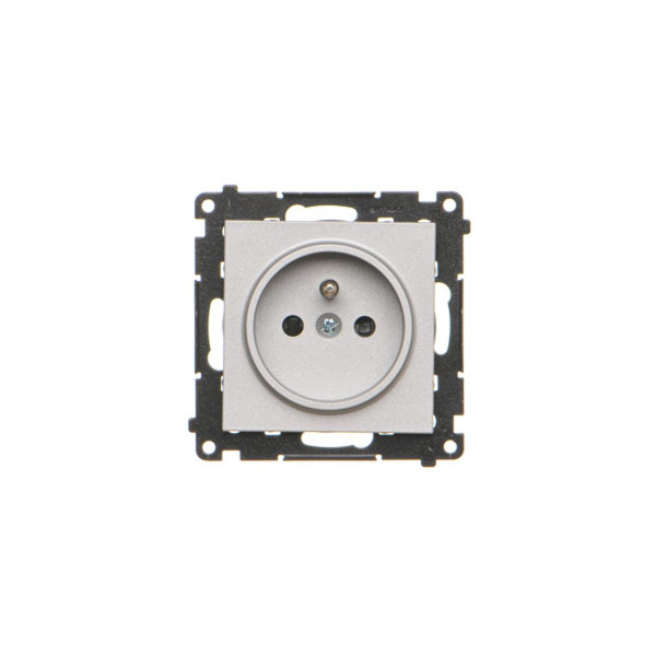TGZ1CZ.01/143 Gniazdo wtyczkowe pojedyncze z uziemieniem i przesłonami (moduł) 16 A, 250 V~, szybkozłącza, Aluminium mat -...