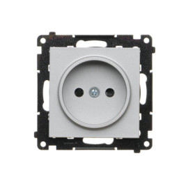 TG1CZ.01/143 Gniazdko wtyczkowe bez uziemienia z przesłonami (moduł) 16 A, 250 V~, szybkozłącza, Aluminium mat - Simon 55