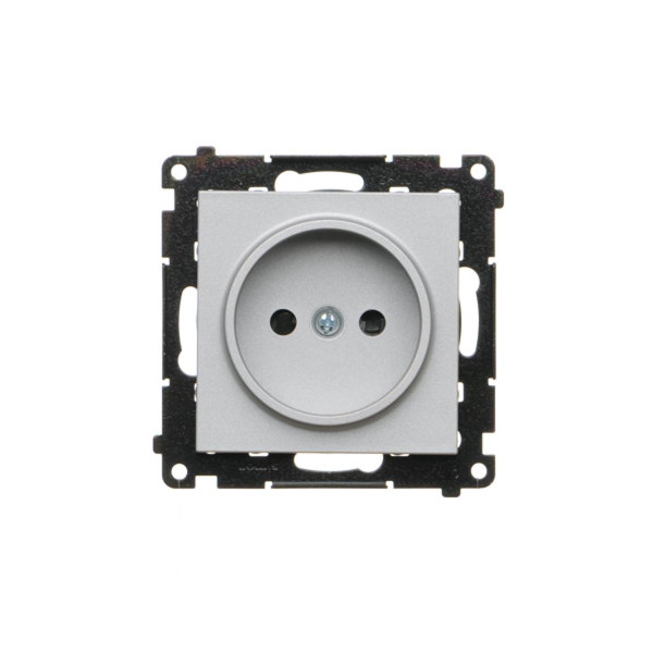TG1CZ.01/143 Gniazdko wtyczkowe bez uziemienia z przesłonami (moduł) 16 A, 250 V~, szybkozłącza, Aluminium mat - Simon 55