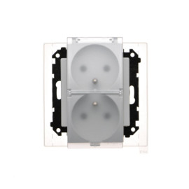 TGZ2BMCZ.01/114A Gniazdo wtyczkowe podwójne do wersji IP44 z uszczelką (moduł) 16 A, 250 V~, szybkozłącza. Klapka...