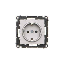 TGSZ1CZ.01/143 Gniazdo Schuko z przesłonami (moduł) 16 A, 250 V~, szybkozłącza, Aluminium mat - Simon 55