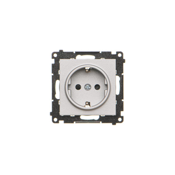 TGSZ1CZ.01/143 Gniazdo Schuko z przesłonami (moduł) 16 A, 250 V~, szybkozłącza, Aluminium mat - Simon 55