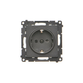 TGSZ1CZ.01/149 Gniazdo Schuko z przesłonami (moduł) 16 A, 250 V~, szybkozłącza, Czarny mat - Simon 55